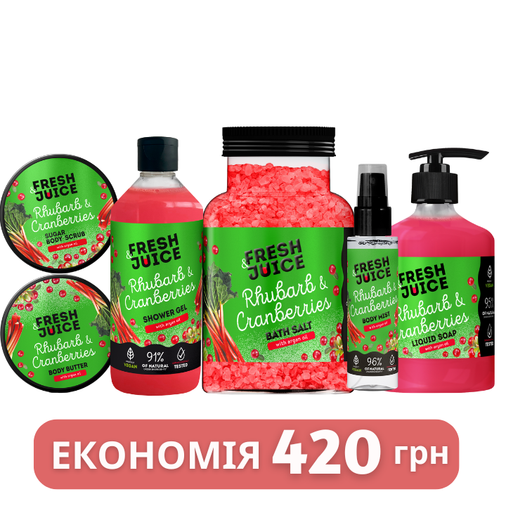 Набір для догляду за тілом Rhubarb & Cranberries Fresh Juice