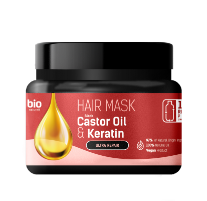 Маска для волосся Bio Naturell Black Castor Oil & Keratin Ультравідновлення 295 мл
