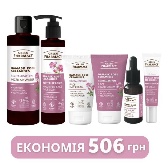 Набір для обличчя Green Рharmacy Revitalization Дамаська троянда і кераміди