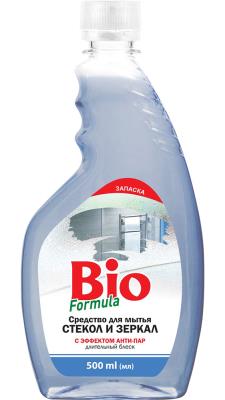 Засіб для миття скла та дзеркал Bio Formula з ефектом анти-пар (запаска) 500 мл